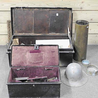 Lot 340 - An early 20th century metal military tin,...