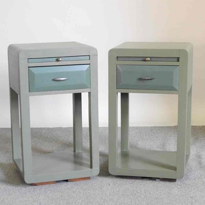 Lot 29 - A pair of green Art Deco style bedside...