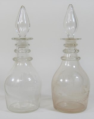 Lot 25 - A pair of George III glass decanters and stoppers