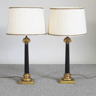 Lot 462 - A pair of antique style gilt table lamps, 70cm...