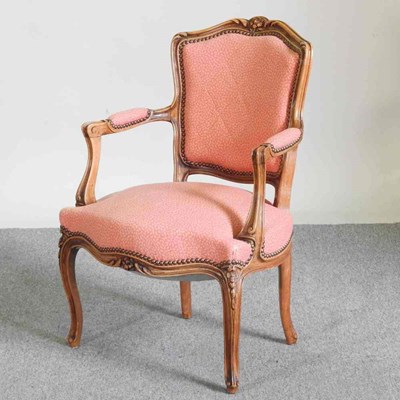 Lot 556 - A French style red upholstered show frame...