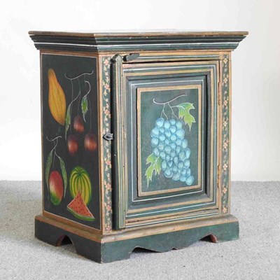 Lot 307 - A French floral painted side cabinet,...