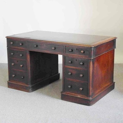 Lot 285 - A Victorian mahogany pedestal desk, on a...