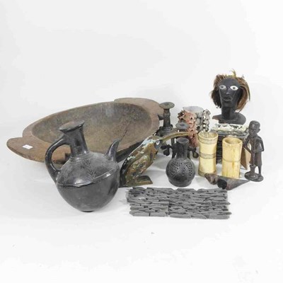 Lot 269 - A 19th century treen bowl, 41cm wide, together...