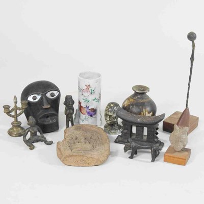 Lot 30 - Three Inca style bronze figures, 6cm high,...