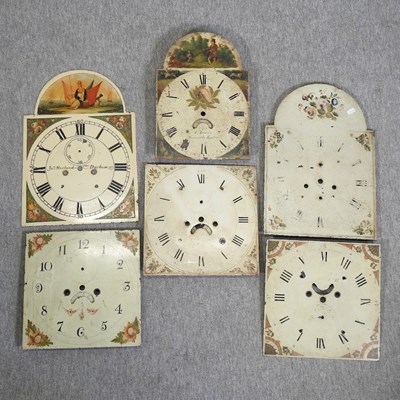 Lot 296 - A collection of six various 19th century grandfather clock dials