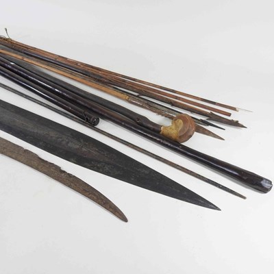 Lot 53 - An African tribal spearhead, 116cm long,...