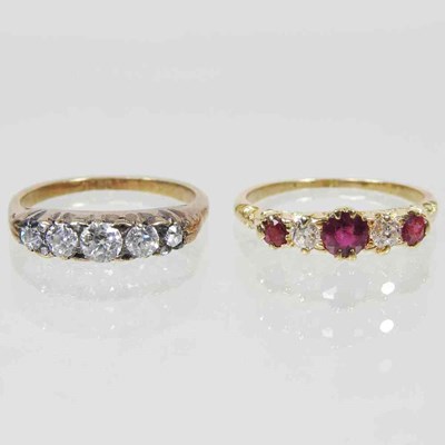 Lot 310 - An 18 carat gold diamond ring, of boat shape,...