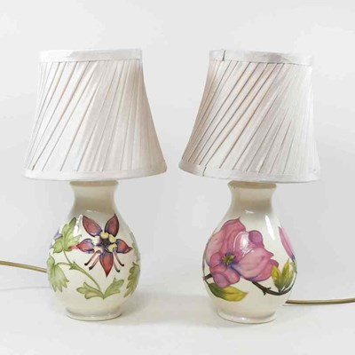 Lot 454 - A Moorcroft pottery table lamp and shade,...