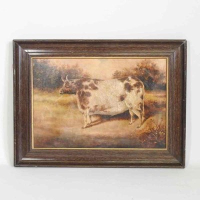 Lot 322 - English school, a prize short horned bull, on...