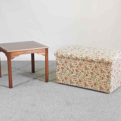 Lot 208 - A floral upholstered ottoman, 77cm wide,...