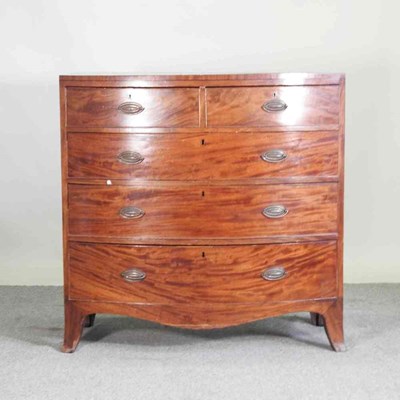Lot 374 - A Regency mahogany and ebony strung bow front...