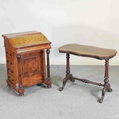 Lot 202 - A Victorian burr walnut davenport, with a...