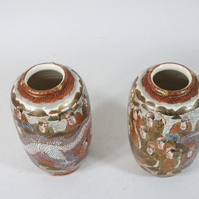 Lot 58 - A pair of early 20th century Satsuma porcelain vases