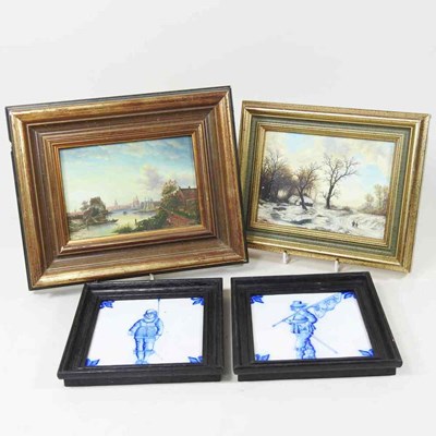 Lot 217 - Reichart, 20th century, Dutch snowy landscape...