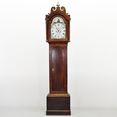 Lot 51 - A 19th century oak cased longcase clock, the...