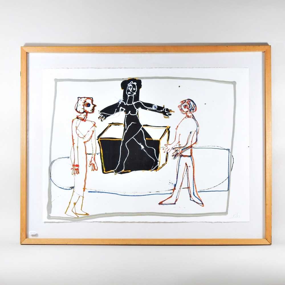 Lot 143 - John Kiki, b1943, three figures, signed in...