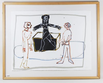 Lot 143 - John Kiki, b1943, three figures, signed in...