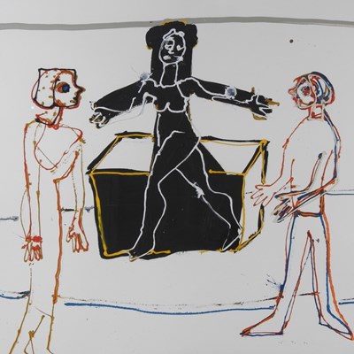 Lot 143 - John Kiki, b1943, three figures, signed in...