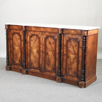 Lot 720 - A Victorian figured walnut and marquetry sideboard