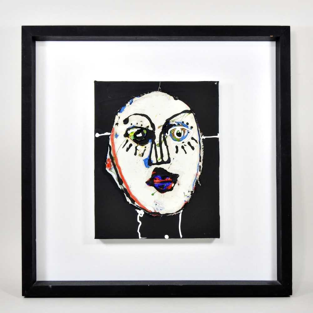 Lot 186 - John Kiki, 1943, head, mixed media on canvas,...