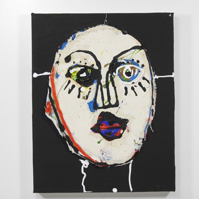 Lot 186 - John Kiki, 1943, head, mixed media on canvas,...