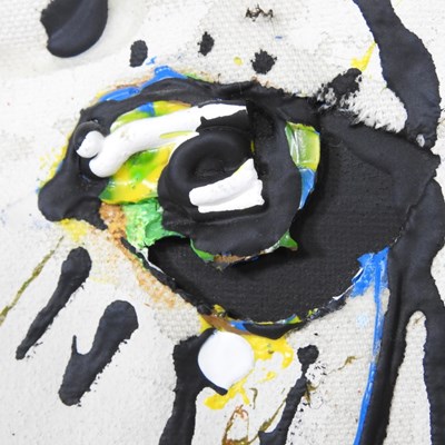 Lot 186 - John Kiki, 1943, head, mixed media on canvas,...