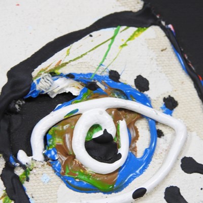 Lot 186 - John Kiki, 1943, head, mixed media on canvas,...