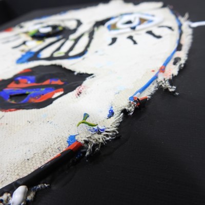 Lot 186 - John Kiki, 1943, head, mixed media on canvas,...