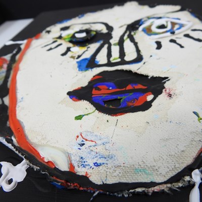 Lot 186 - John Kiki, 1943, head, mixed media on canvas,...