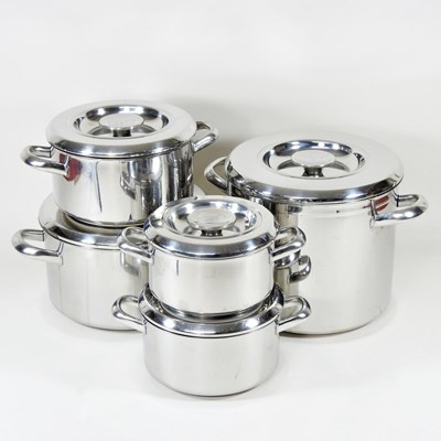 Lot 15 - A set of five Aga stainless steel graduated...