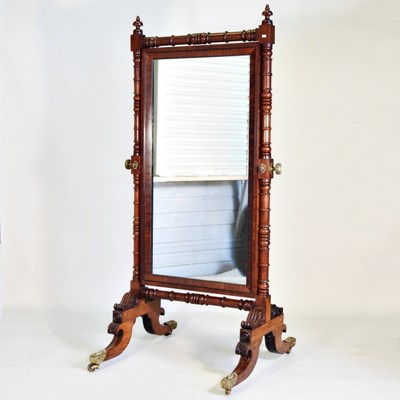 Lot 48 - A good Regency carved mahogany cheval mirror,...