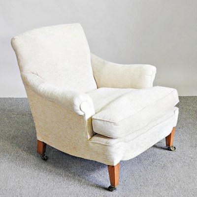 Lot 547 - A Victorian style cream upholstered armchair,...