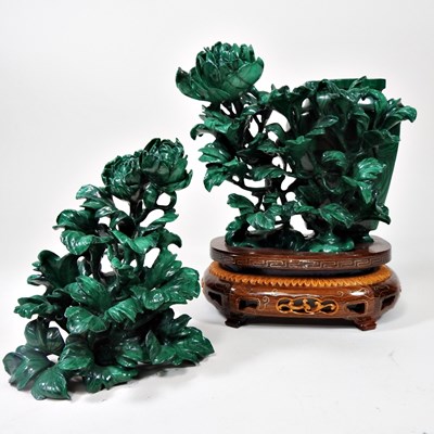 Lot 247 - A Chinese carved malachite Good Luck money...