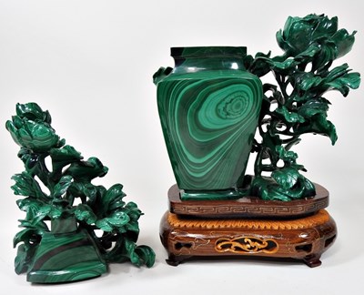 Lot 247 - A Chinese carved malachite Good Luck money...