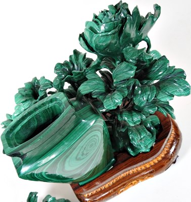 Lot 247 - A Chinese carved malachite Good Luck money...