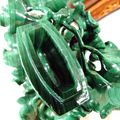 Lot 247 - A Chinese carved malachite Good Luck money...