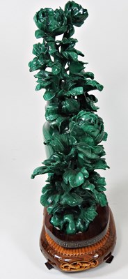Lot 247 - A Chinese carved malachite Good Luck money...