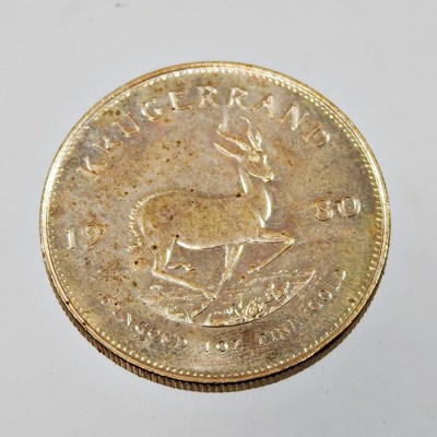 Lot 16 - A South African krugerrand coin, dated 1980, 34g