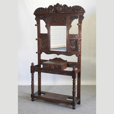 Lot 479 - A Victorian heavily carved oak hallstand