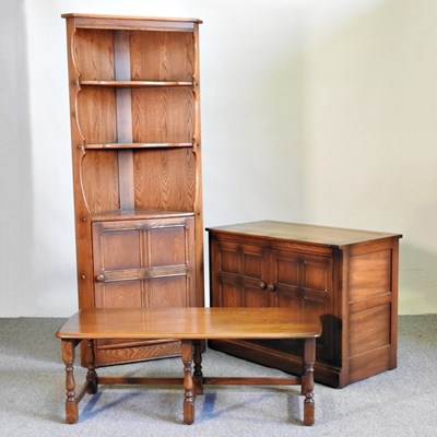 Lot 586 - An Ercol elm side cabinet, 98cm wide, together...