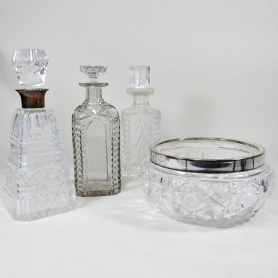 Lot 394 - An early 20th century silver mounted cut glass...