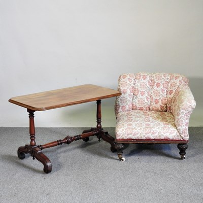 Lot 620 - A Victorian upholstered corner chair, together...