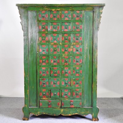 Lot 39 - A Chinese polychrome painted apothecary chest,...