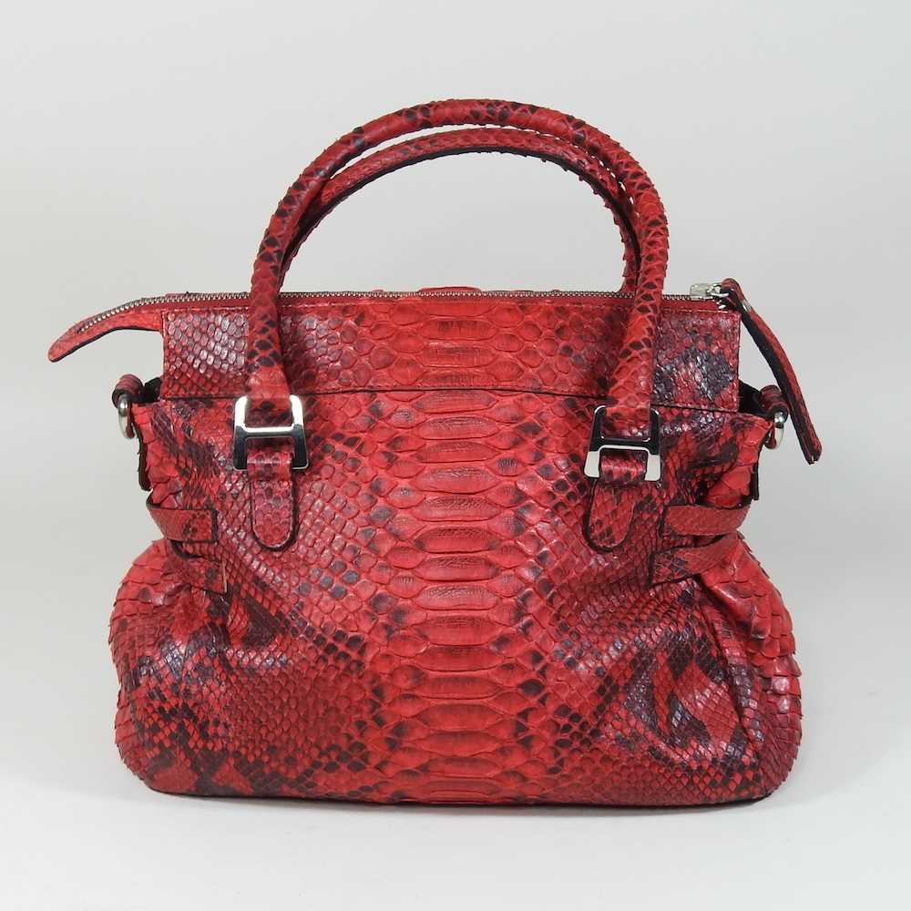 Python Italian Handbag Red Lot 74 - A De Nicola red python skin handbag