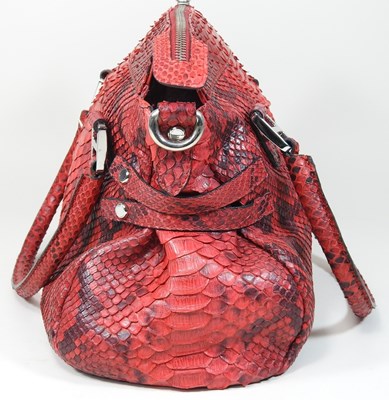 Lot 74 - A De Nicola red python skin handbag