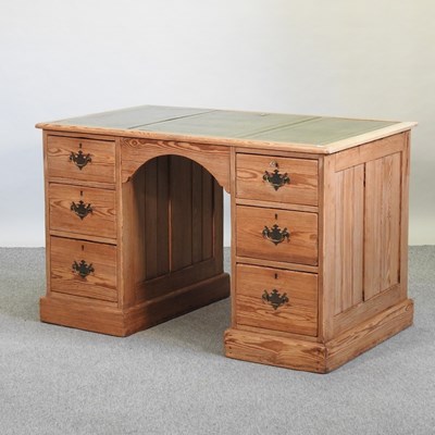 Lot 482 - A 19th century pitch pine pedestal desk