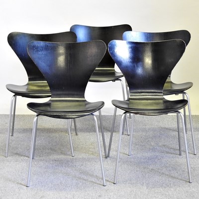 Lot 565 - A set of five Fritz Hansen black bentwood...