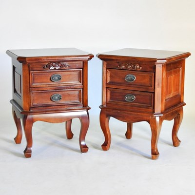 Lot 508 - A pair of cherrywood bedside chests, on...
