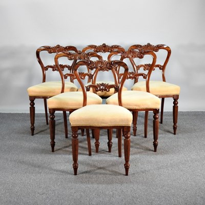 Lot 475 - A set of six Victorian carved rosewood dining...